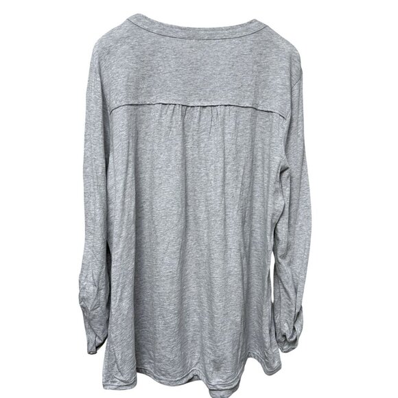 Style & Co. Gray Henley Tee XXL Womens Boho Top Embroidered Long Sleeve NWT - Picture 6 of 9